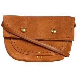 Jérôme Dreyfuss, Tassen, Dames, Bruin, ONE Size, Katoen, Tabac Leren Clutch Tas