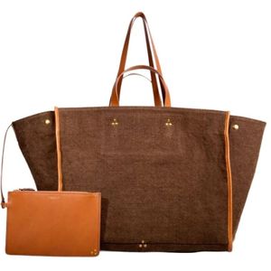 Jérôme Dreyfuss, Tassen, Dames, Bruin, ONE Size, Linnen, Léon L Linnen Tote Bag