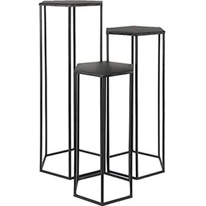 HOME DECO FACTORY Gigogne X3 Metalen Zwart Mobilier Bureau Console Sellette Meubels binnen, 60 x 30 x 26 cm