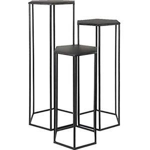 HOME DECO FACTORY Gigogne X3 metaal zwart meubels tafel bureau console sellette meubels entree, 60 x 30 x 26 cm