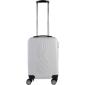 Jet Lag Handbagage Koffer – 53 X 33 X 22 – 28 L - Cabin Trolley - Handbagage Koffer Met Wielen - Lichtgewicht Handbagage Koffer - Met Een Ananas – Wit – 360º wielen – 2 vakken.