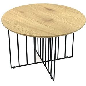 HOME DECO FACTORY Ronde Maverick Mobilier bureau, salontafel, Appoint, hout, zwart, 70 x 70 x 45 cm