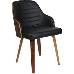 HOME DECO FACTORY Retro Nash Mobilier zitstoel, tafelstoel, woonkamer, eetkamer, slaapkamer, meubels, kunststof, zwart, 57 x 51 x 79 cm