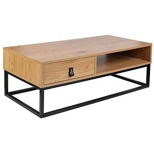 HOME DECO FACTORY Hout en Metaal Abbott Meubels Bureau Salontafel, Polyester, Natuurlijk Zwart, 100 x 50 x 36