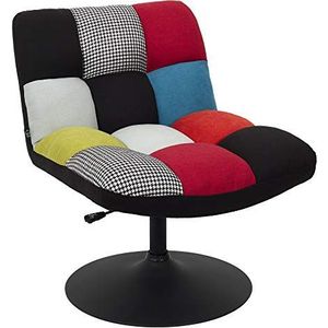 Fauteuil Pivotant Reglable Siege Salon Salle A Manger Bois Tissu Patchwork Multicolore