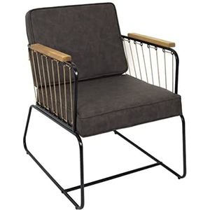HOME DECO FACTORY HD7163 stoel, zitvlak, woonkamer, voeten, metaal, zwart-hout, 63 x 79 x 73 cm