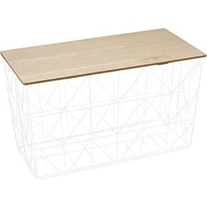 HOME DECO FACTORY HD7207 Opvouwbare tafel, bekabeld, ruimtebesparend, metaal, houtwit, 80 x 46 x 40 cm