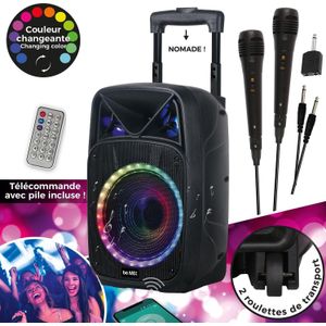 Party Time Nuevo 2024-ALTAVOZ C/2 MICROS, HT2158, luidspreker met 2 microfoons, 20 W geluidsvermogen, geïntegreerde karaoke, draadloze connectiviteit, draagbaar en licht design, zwart, draadloos