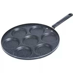 Cheffinger Pannenkoekenpan met drielaagse marmercoating met antiaanbaklaag, diameter 28 cm, constructie van gegoten aluminium, geschikt voor inductie, ergonomische siliconen handgreep, zwart