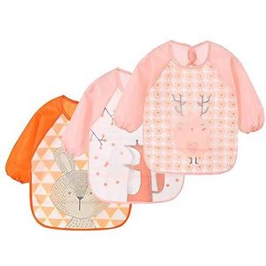 NOVAGO Set van 3 waterbestendige slabbetjes met lange mouwen, schort, speelschort, verf voor kinderen van 6 tot 36 maanden (3 stuks, 1)