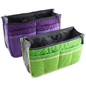 NOVAGO Opbergtas voor handtas of reistas (verschillende kleuren verkrijgbaar), groen + paars, 2 Sacs