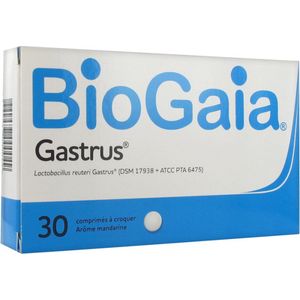 BIOGAIA - L. reuteri Gastrus - Kauwtabletten - Mandarijnaroma - Doos met 30 stuks