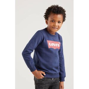Levi's - Kids Sweatshirt - Marine/Rood/Wit - Sweatstof - Ronde Hals, Logoprint, Lange Mouw