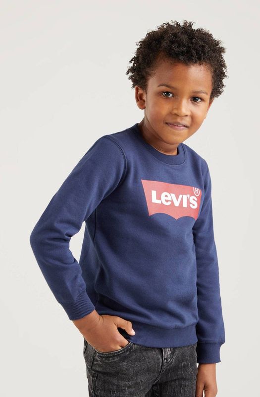 Levi's - Kids Sweatshirt - Marine/Rood/Wit - Sweatstof - Ronde Hals, Logoprint, Lange Mouw