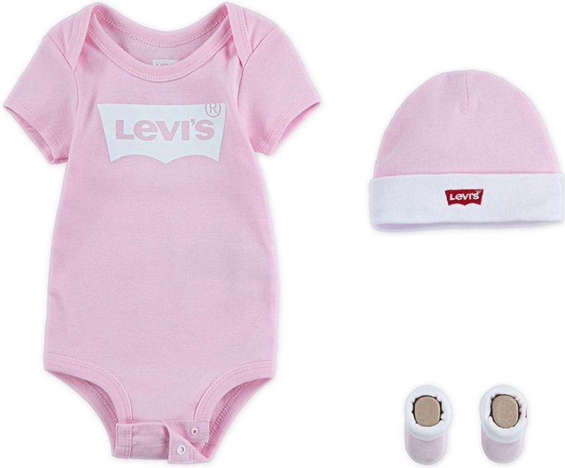 Levi's - 3-delige Set - Bodysuit - Katoen - Beanie en Slofjes