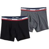 Levi's Kids Boxershort Logo - set van 2 Zwart/Grijs Melange