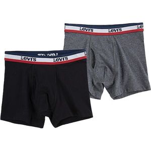 Levi's Kids Boxershort Logo - set van 2 Zwart/Grijs Melange
