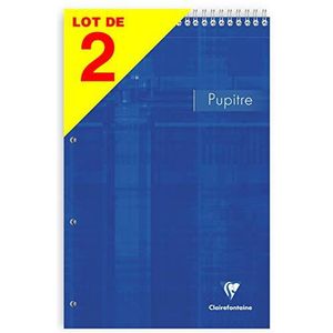 Clairefontaine 86152AMZC muziekblok, spiraalbinding, geperforeerd, A4+, 21 x 31,8 cm, 160 pagina's, afneembaar, kleine ruiten, wit papier, 90 g, envelop gelamineerd, 2 stuks