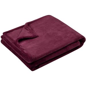 Stof Textiles Plaid/bankdeken Maribelle - bordeaux rood - 130 x 160 cm - polyester fleece - 1 persoons