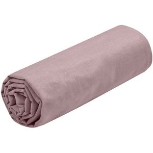 Stof Textiles Hoeslaken Eden - twijfelaar - 140 x 190/200 cm - oudroze - hotelkwaliteit - ademend katoen - 30 cm matrasdikte