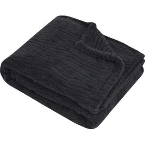 PLAID - FLEECE DEKEN - 130X160 - ANTRACIET GRIJS - FLEECE PLAID - ZACHT - POLYESTER - COLUMBIA