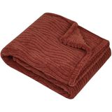 Stof - Columbia - Plaid - Steenrood - 130 x 160 cm - Zachte Polyester Stof