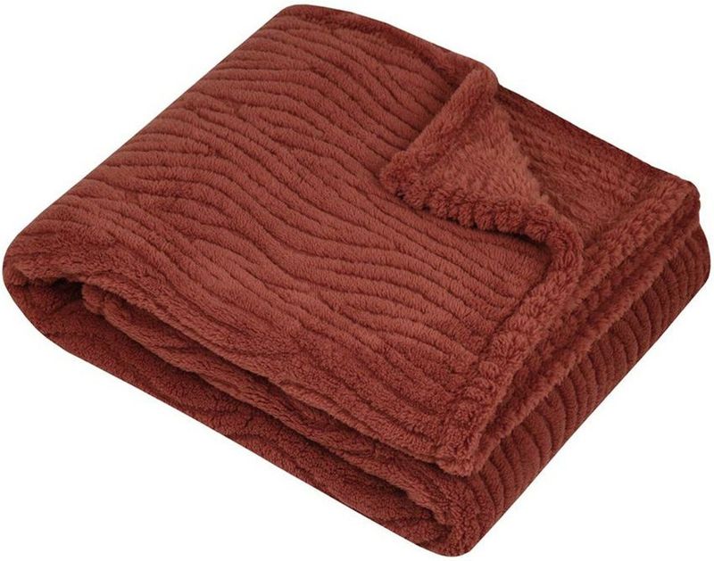 Stof - Columbia - Plaid - Steenrood - 130 x 160 cm - Zachte Polyester Stof