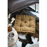 Stof - Vloerkussen - Camel - 100% Polyester - Extra Dik Vierkant