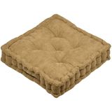 Stof - Vloerkussen - Camel - 100% Polyester - Extra Dik Vierkant