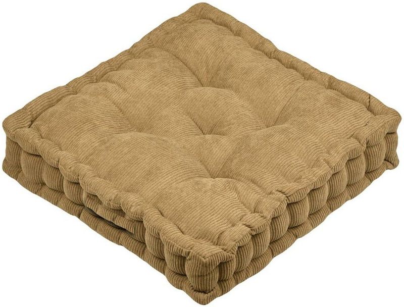 Stof - Vloerkussen - Camel - 100% Polyester - Extra Dik Vierkant