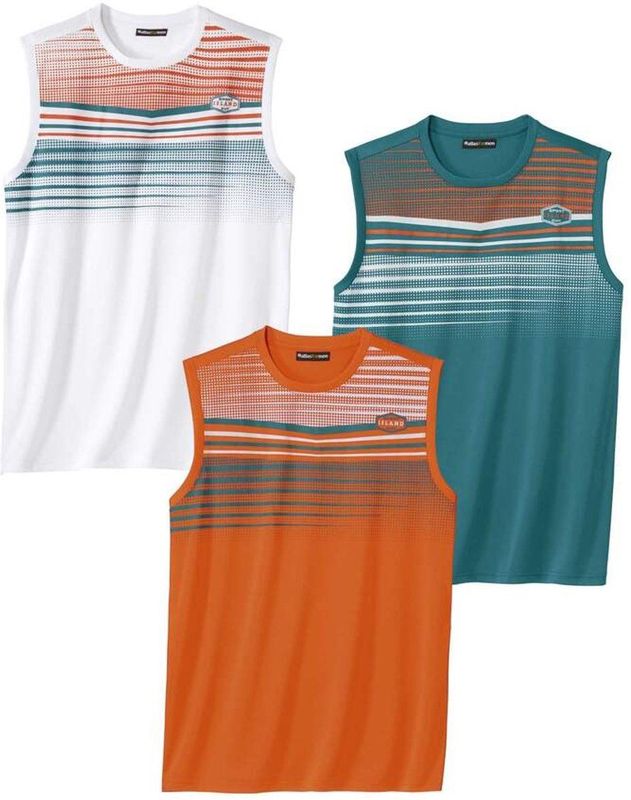 ATLAS FOR MEN - Set van 3 sportieve tanktops - Heren - Verkrijgbaar in grote maten - 5XL