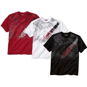 T-shirts - Zwart Wit Rood - 100% Polyester - Set van 3