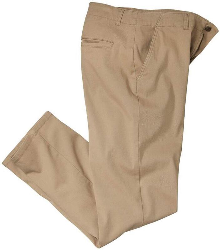 ATLAS FOR MEN - Chinobroek - Beige - 98% Katoen, 2% Elastaan, Grote Maten M tot 5XL