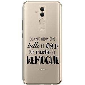 Zokko Beschermhoesje voor Huawei Mate 20 Lite, motief: Het Vaut Beter être Belle en Rebelle - zacht, transparant, zwarte inkt
