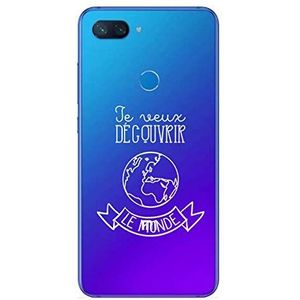 Zokko Beschermhoes voor Xiaomi Mi 8 Lite Je Veux decover, Le Monde - zacht, transparant, inkt wit