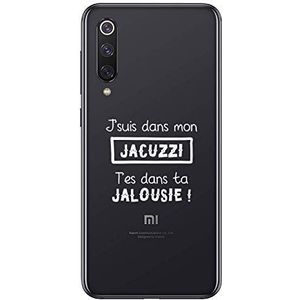 Zokko Beschermhoesje voor Xiaomi Mi 9, opschrift ""J'suis dans Mon Jacuzzi, t'es dans ta Jalousie"", zacht, transparant, inkt wit