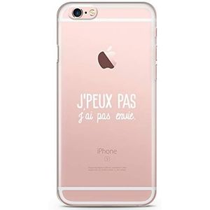 Zokko Beschermhoesje voor iPhone 6S, Jpeux Pas J'Ai Pas Envie – zacht, transparant, witte inkt