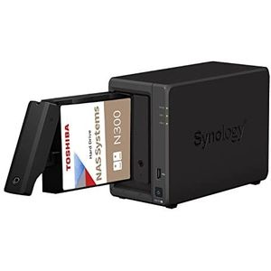Synology DS723+ 2 GB NAS 20 TB (2 x 10 TB) Toshiba N300, gemonteerd en getest met SE DSM geïnstalleerd