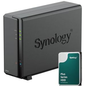 Synology DS124 1 GB NAS-bundel met 1 Synology 6TB HAT3300, niet gemonteerd Zwart