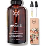 BIOLOGISCHE ARGANOLIE | 100% Puur, Natuurlijk & Koudgeperst | Gezicht, Lichaam, Haar, Baard, Nagels | Vegan & Cruelty Free | Argan Oil| Glazen Fles + Pipet + Pompje (50ml)