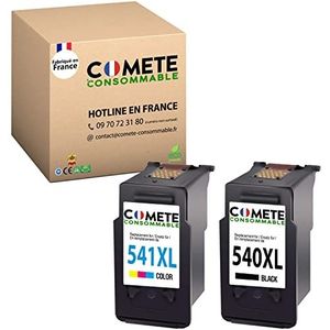 COMETE 540 541 XL inktpatronen, vervaardigd in Frankrijk, compatibel met Canon PG-540 CL-541 PG540 CL541 XL 540XL 541XL, voor PIXMA G2150 MG2250, 1 x zwart + 1 x kleur