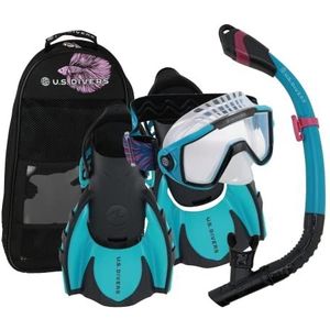 US Divers Set Avila 2.0 Paradise Snorkeling Uniseks Volwassenen, Zwart EN Blauw, M