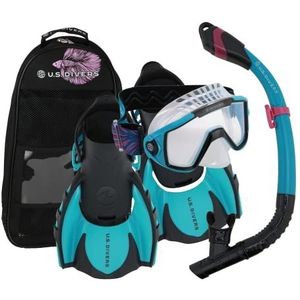 US.Diverse Avila Set | Duikset voor gezichtsmasker zwemvliezen en snorkelen met zuivering voor volwassenen, UV-bescherming, anti-condens, lekvrij, wandelen, water, snorkelen, heren, dames, siliconen