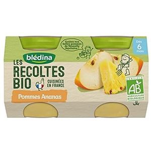 Blédina Les Oogsten Biologische Appels Ananas (vanaf 6 maanden) per 2 potten van 130 g (8 stuks)