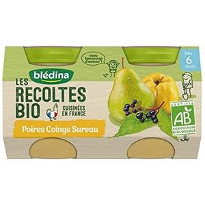 Blédina Les Oogsten Bio Peren Kweepeer Vlierbes (vanaf 6 maanden) per 2 potten van 130 g (8 stuks)