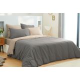 Dekbedovertrek - Roze/grijs - 220x240 cm - Inclusief 4 Kussenslopen en Hoeslaken