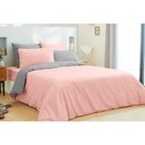 Dekbedovertrek - Roze/grijs - 220x240 cm - Inclusief 4 Kussenslopen en Hoeslaken