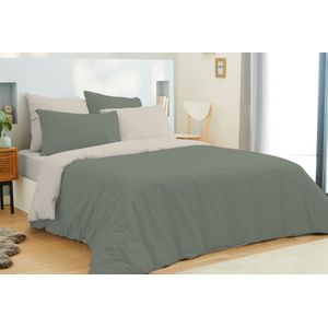 Dekbedovertrek - Eucalyptus/linnen - 240x260 cm met 4 bijpassende kussenslopen en gratis hoeslaken