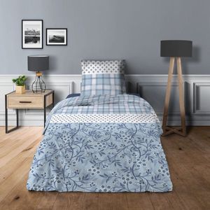 Univers Décor - Set van 3 Liberty blauwe lakens voor bed van 90 x 190 cm 100% katoen / 57 thread count