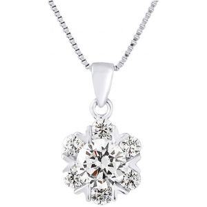 Bloemhanger - Zilver 925 - Zirkoniumoxide - Venetiaanse Zilveren Ketting